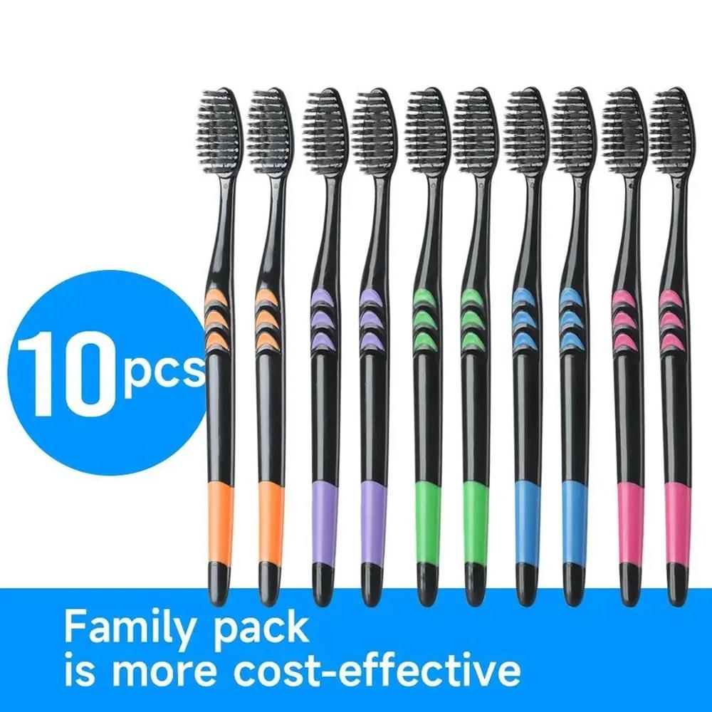 10Pcs Family Pack Bamboo Charc - Bamboo Toothbrush 评论和价格