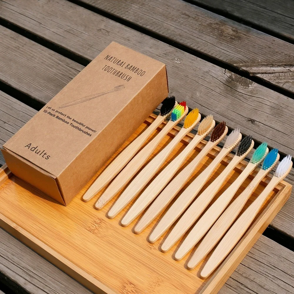 10PCS Colorful Toothbrush Natu - Bamboo Toothbrush 评论和价格