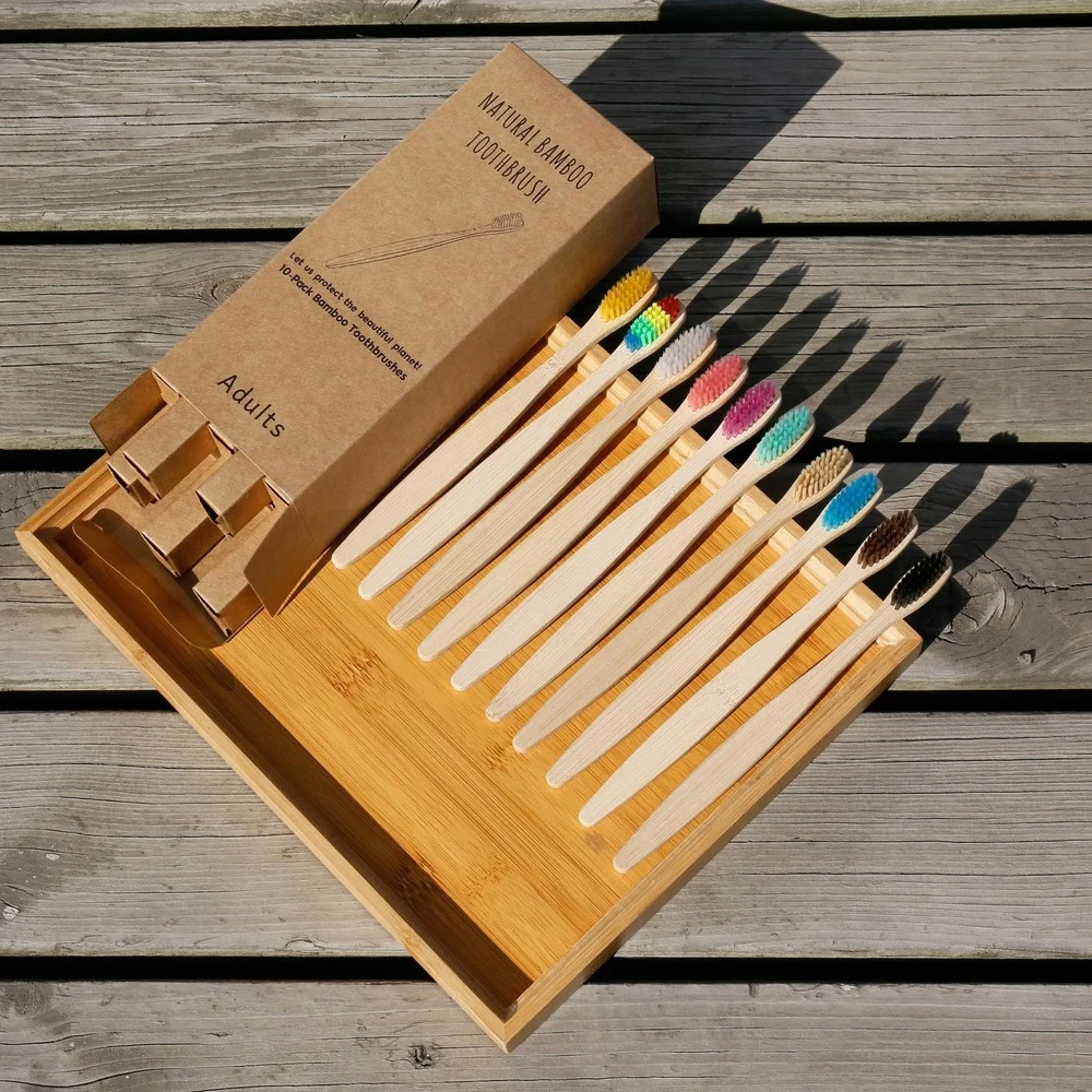 10PCS Colorful Toothbrush Natu - Bamboo Toothbrush 评论和价格