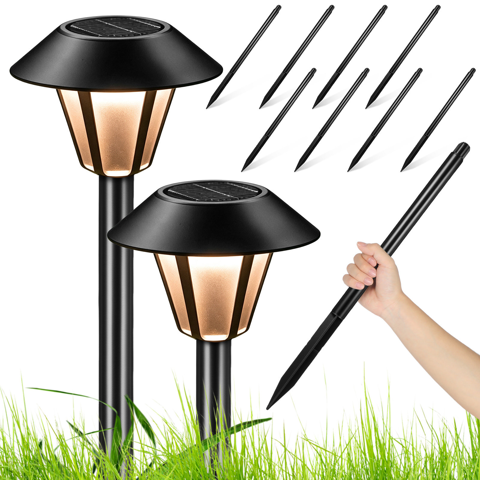 8Set Plastic Solar Light Stake - Solar Garden Light 评论和价格