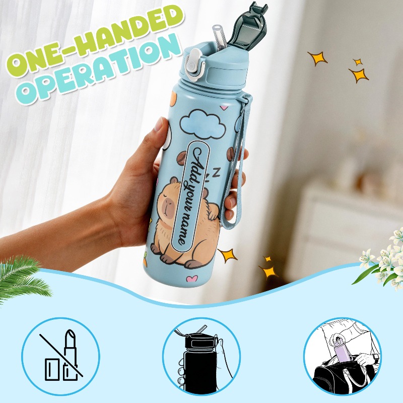 750ml Custom Name Cute Capybar - Reusable Straw 评论和价格