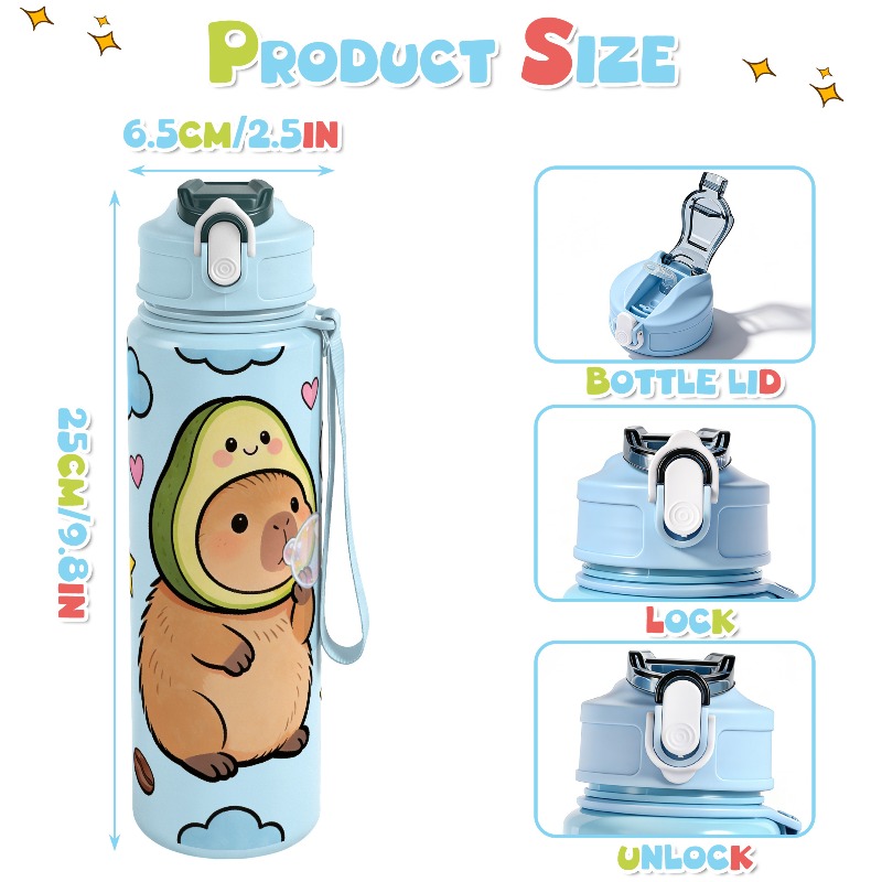 750ml Custom Name Cute Capybar - Reusable Straw 评论和价格