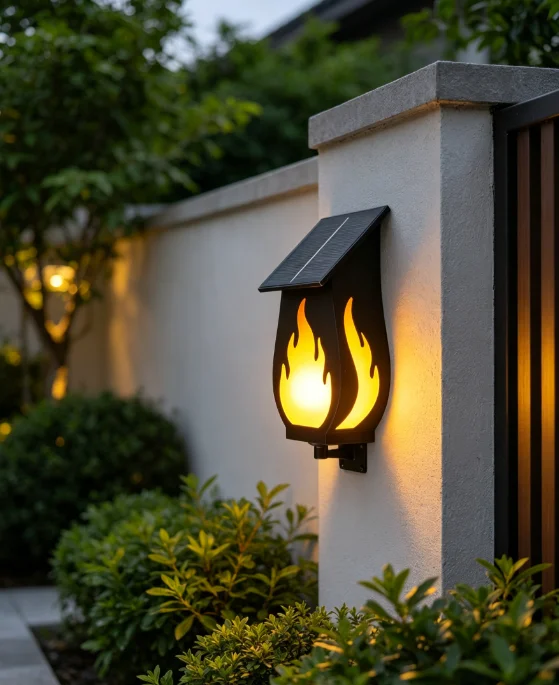Outdoor solar wall light flame - Solar Garden Light 评论和价格