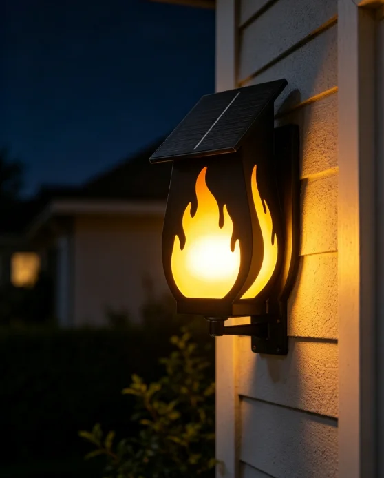 Outdoor solar wall light flame - Solar Garden Light 评论和价格