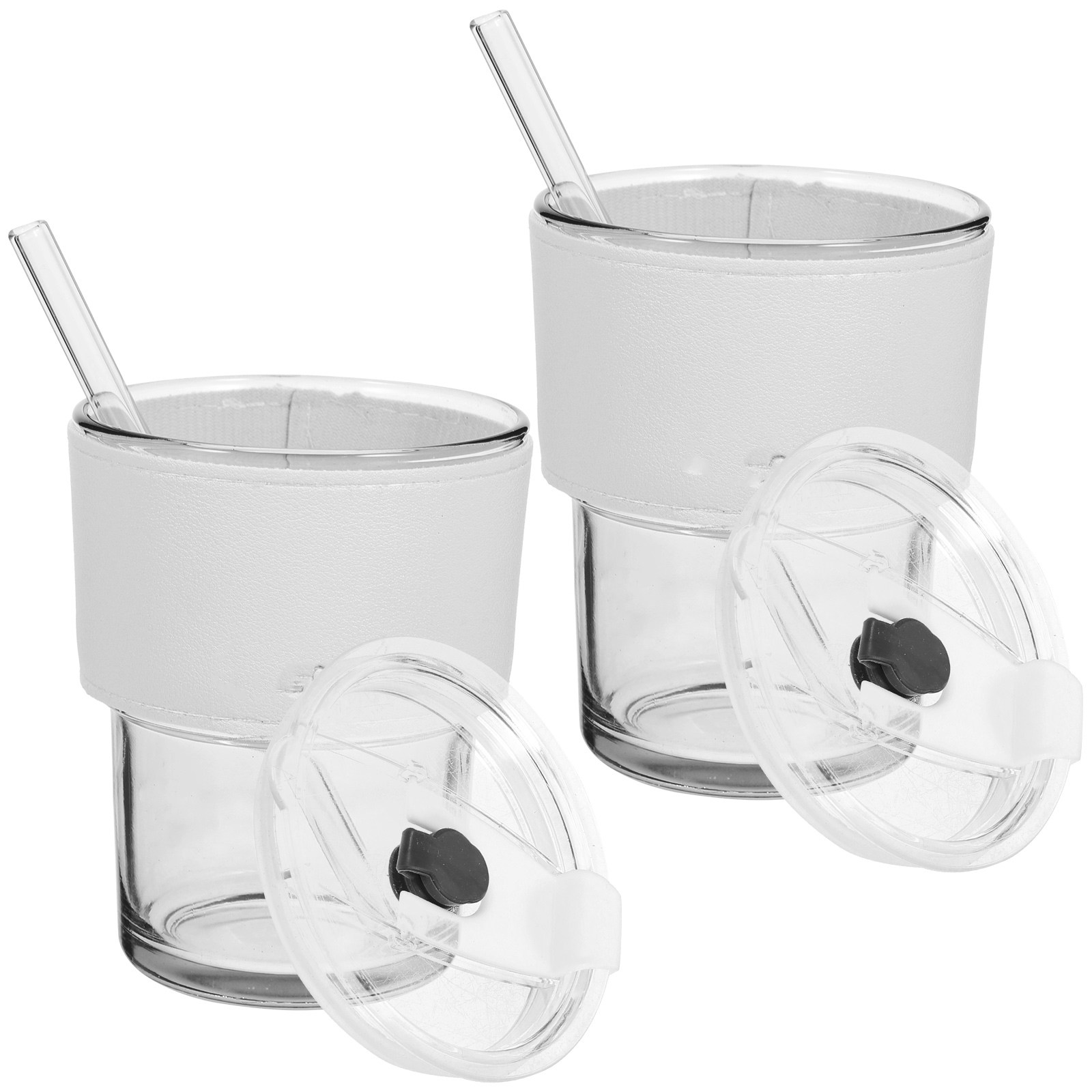 2Pcs Glass Juice Bottle Set St - Reusable Straw 评论和价格