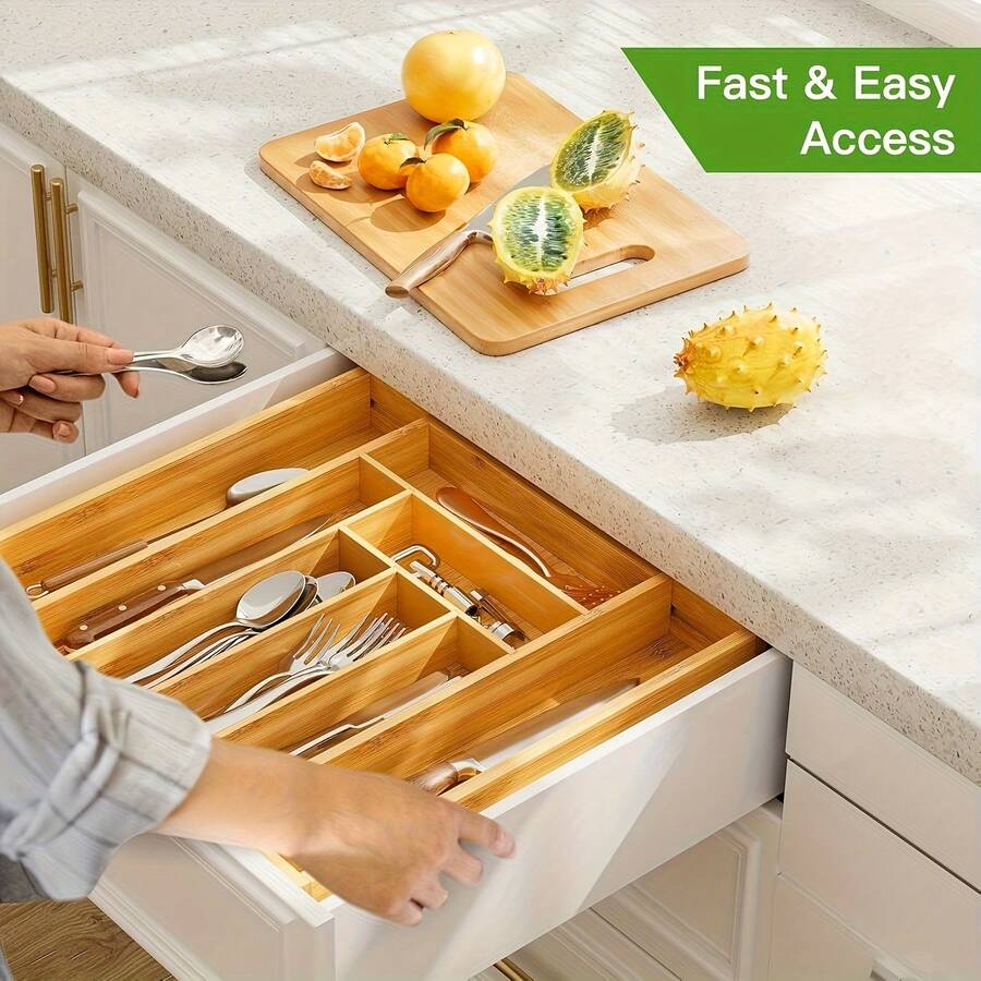Bamboo Drawer Organizer, Expan - Bamboo Cutlery 评论和价格