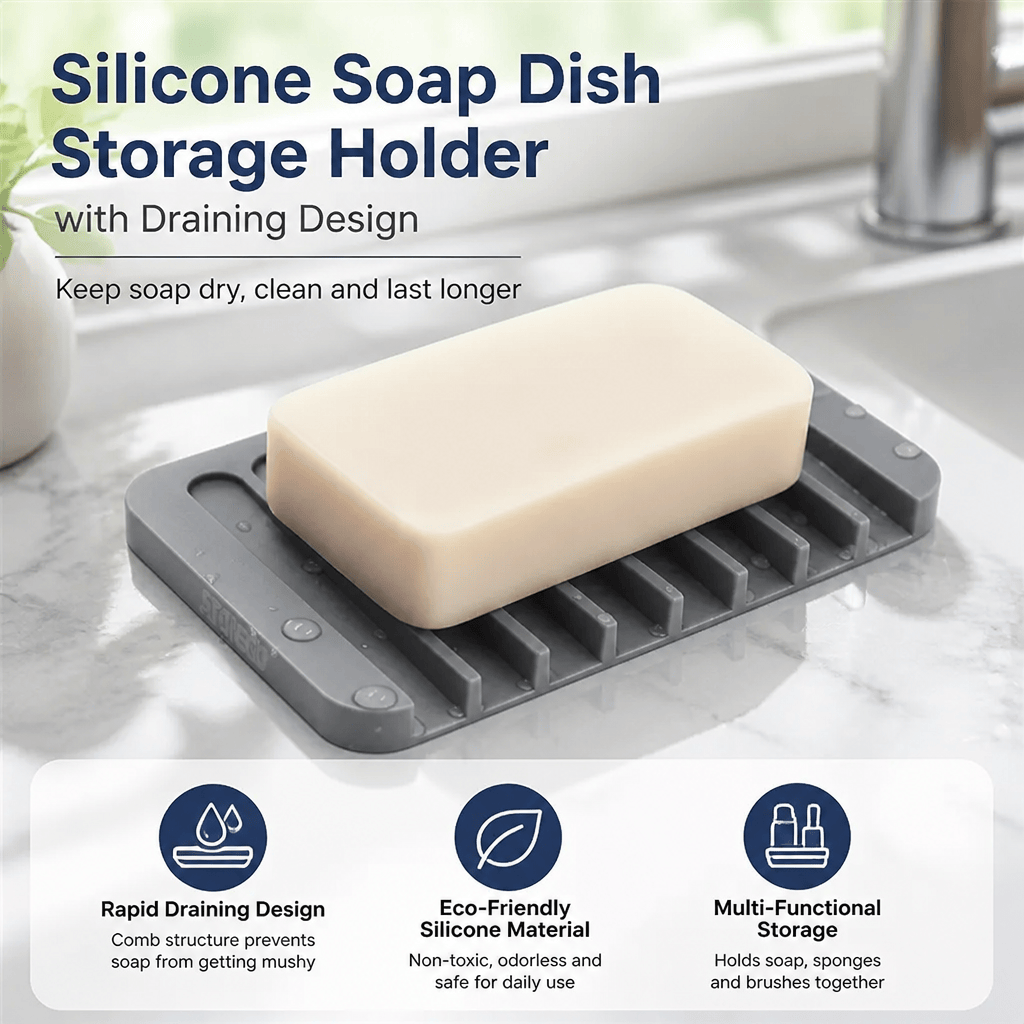 Silicone Soap Dish Draining Ho - Eco Sponge 评论和价格