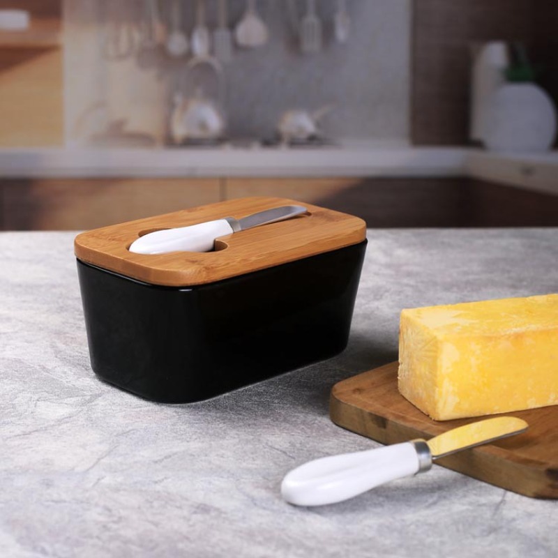 Simple Ceramic Butter Dish wit - Bamboo Cutlery 评论和价格