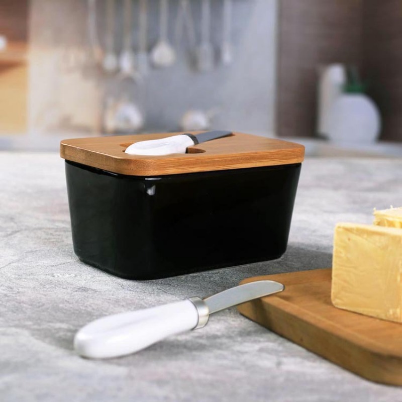 Simple Ceramic Butter Dish wit - Bamboo Cutlery 评论和价格