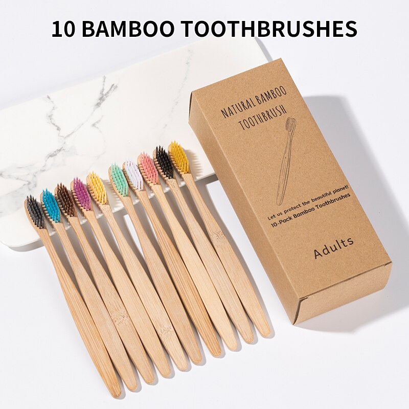 10PCS Bamboo Toothbrush Set -  - Bamboo Toothbrush 评论和价格