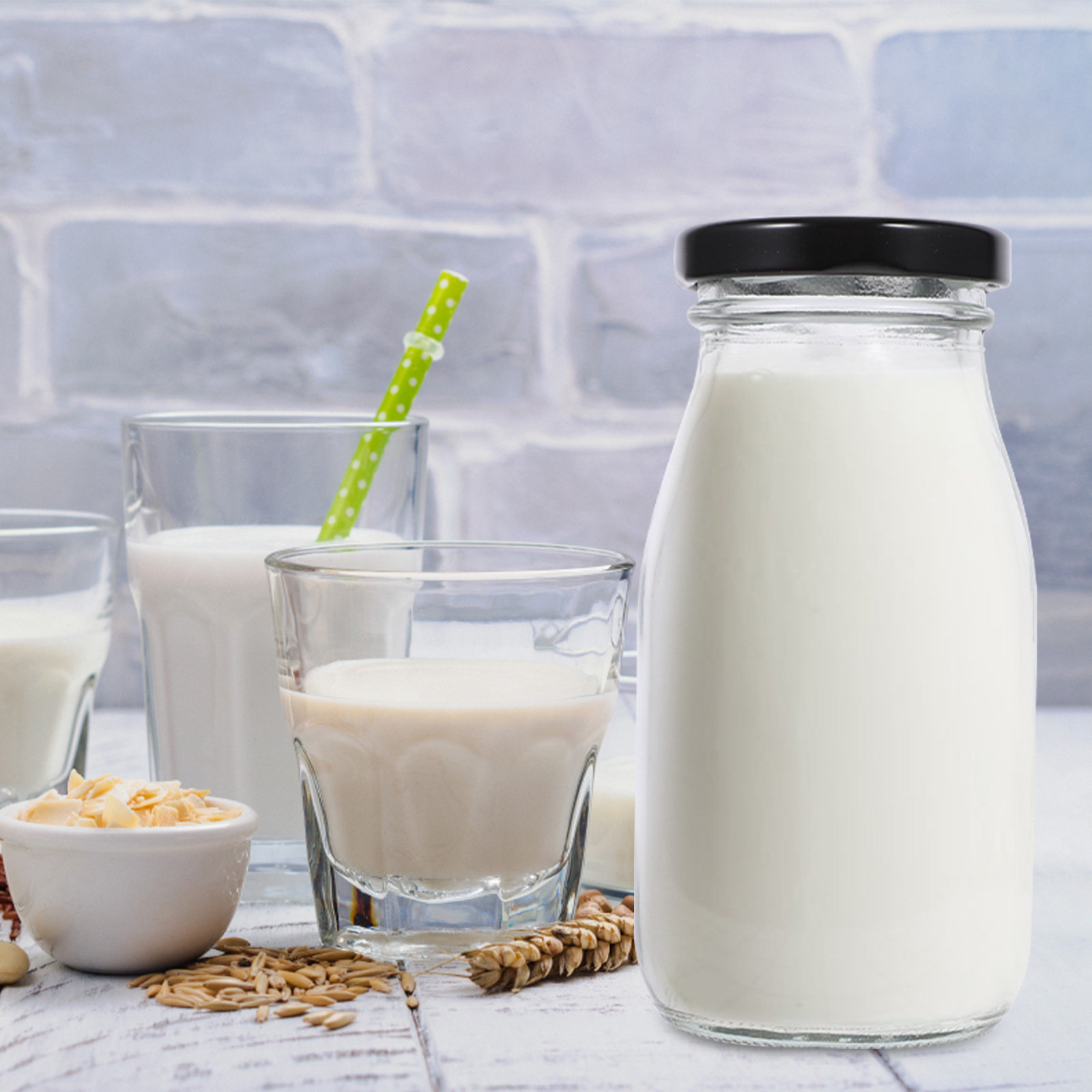 4Pcs Milk Bottle Glass Milk Ja - Reusable Bottle 评论和价格